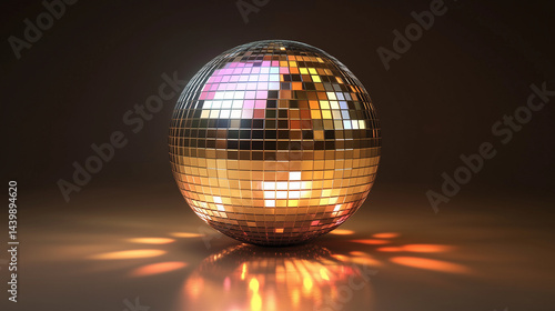 Vibrant disco ball casting colorful reflections, celebrating dynamic energy and abstract party vibes
