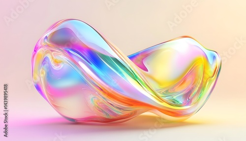 Obraz na płótnie A colorful iridescent flowing shape against a gradient background w salonie