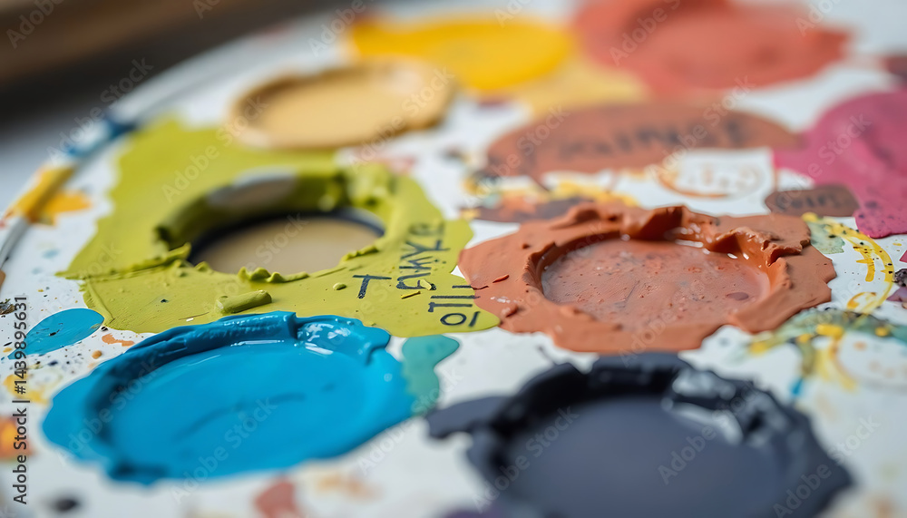 Naklejka premium close up of a palette of paint