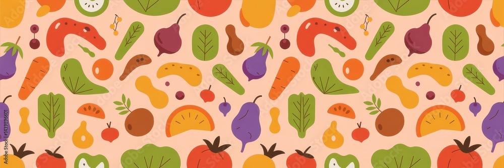 Colorful fruit and vegetable pattern design. Colorful fruit and vegetable pattern design.