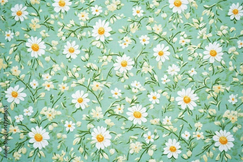 Charming floral pattern on a pale teal background.