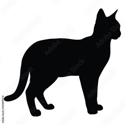 Standing cat black simple silhouette