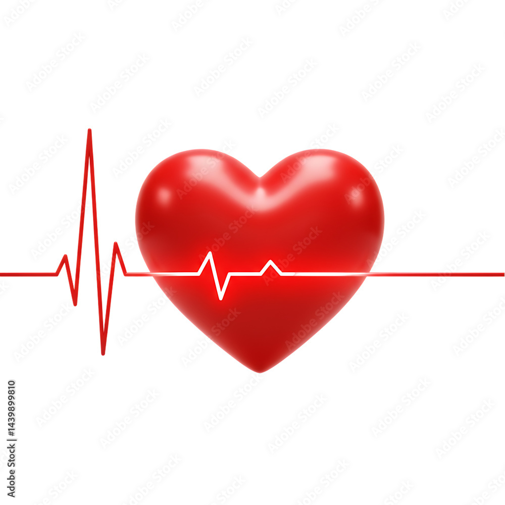 Heart Health: Red Heart with EKG Line Graphic Heart Health: Red Heart with EKG Line Graphic