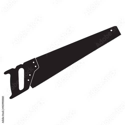 Hand Saw Tool Silhouette Vector Illustration for Carpentry and Woodworking Projects