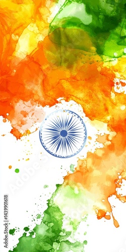 Abstract Watercolor Background with Indian Flag Colors for Independence Day Celebrations