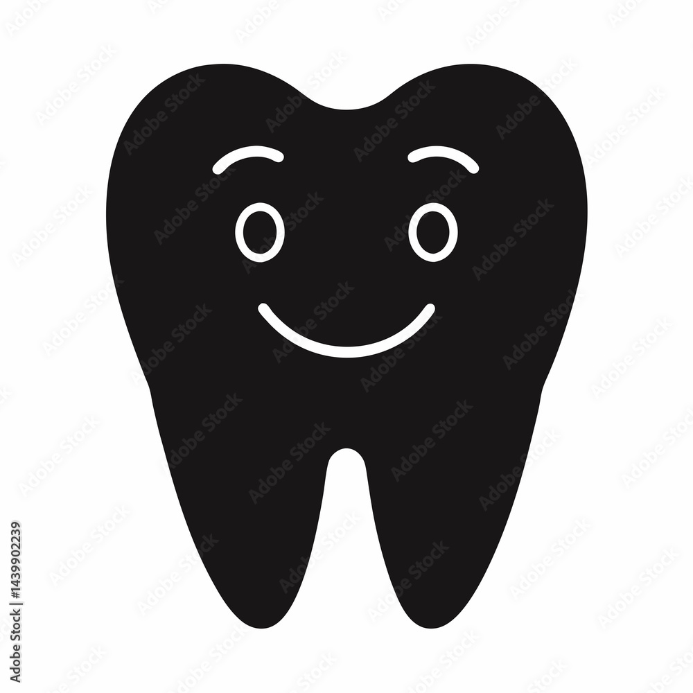 Happy Tooth Icon Vector Design for Dental Health Awareness Happy Tooth Icon Vector Design for Dental Health Awareness