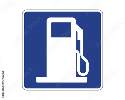Gas Station Indication Traffic Sign for Directing to Nearby Fuel Services – High Quality Vectorial Stock Road Sign