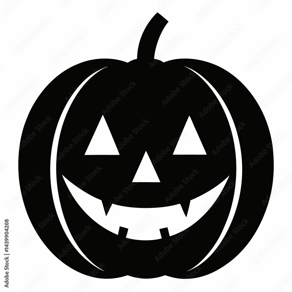 Black Classic Jack-o'-Lantern Icon Vector Design for Halloween Decor Black Classic Jack-o'-Lantern Icon Vector Design for Halloween Decor