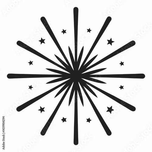 Elegant Black Starburst Icon Vector Design for Modern Aesthetic Celebrations