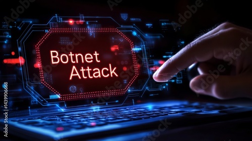 Obraz na płótnie Cybersecurity Threat, Botnet Attack Warning, Network Security Breach, Digital Crime Concept w salonie