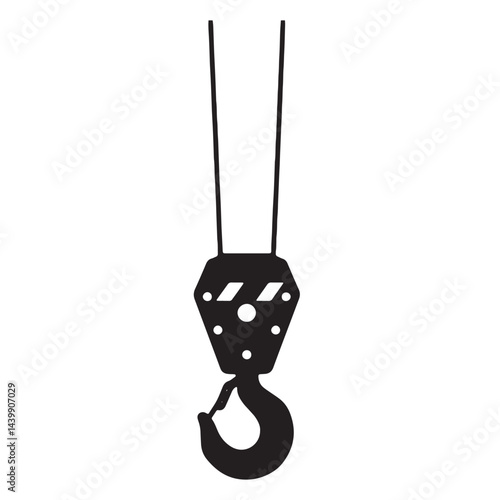 Industrial Crane Hook Silhouette Vector Illustration for Lifting and Construction Works
