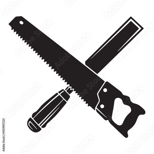Hand Saw and Utility Knife Silhouette Vector Illustration for Woodworking and Cutting Projects