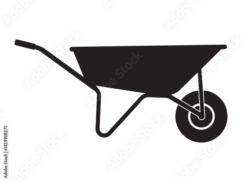 Wheelbarrow Silhouette Vector Illustration for Construction and Gardening Work