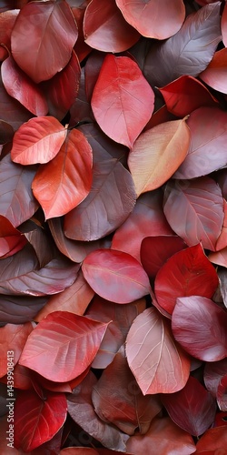 Rich Red Autumn Leaves Background, Fall Foliage Texture, Abstract Seasonal Nature Backdrop.