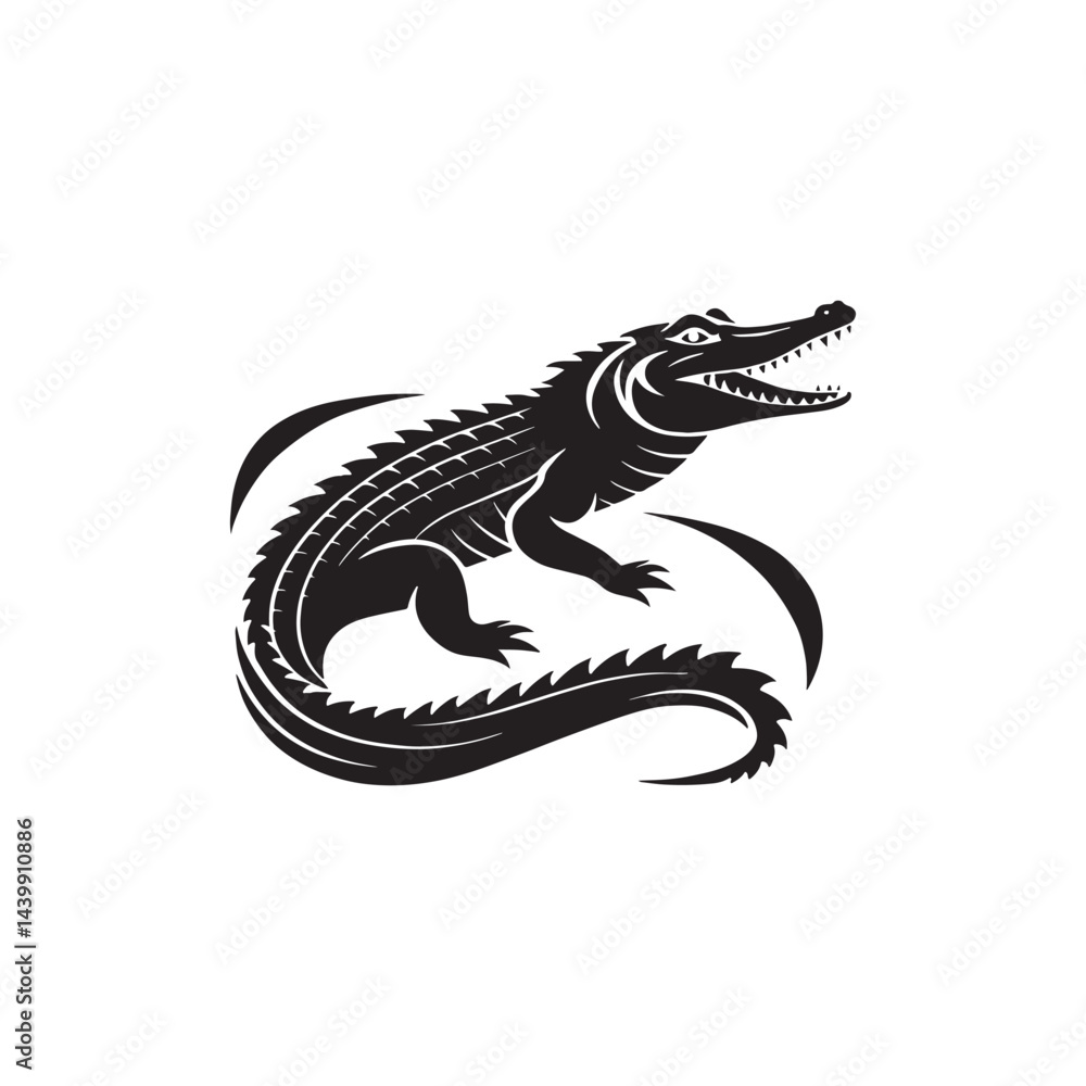 Naklejka premium alligator vector silhouette clip art logo illustration