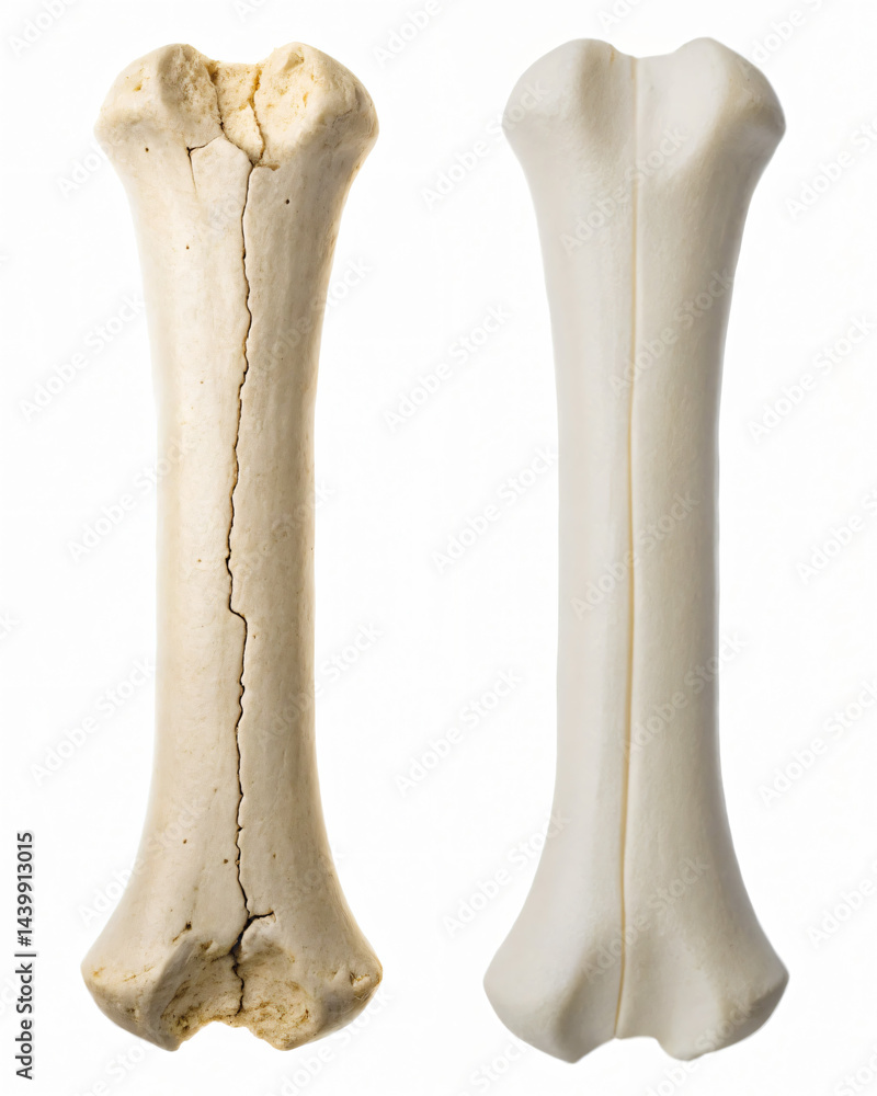 Detailed Close-Up of Two Dog Chew Bones Showing Different Textures and Colors Detailed Close-Up of Two Dog Chew Bones Showing Different Textures and Colors