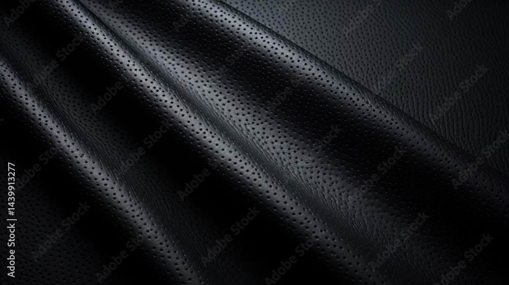 Naklejka premium Draped Perforated Black Leather.