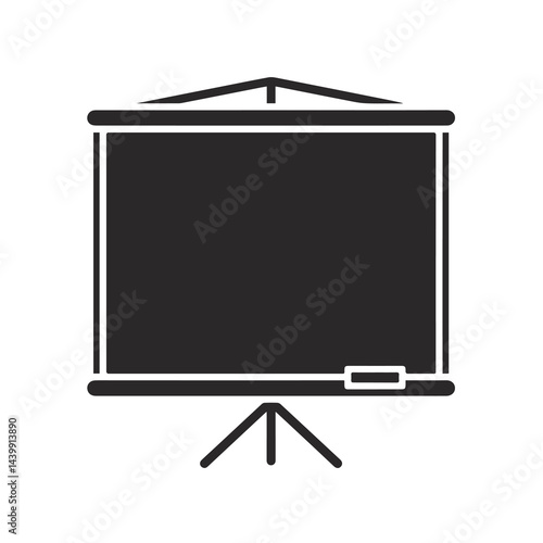 Presentation board with a pie chart, representing business analysis icon design,Modern e-learning and education whiteboard concepts.
