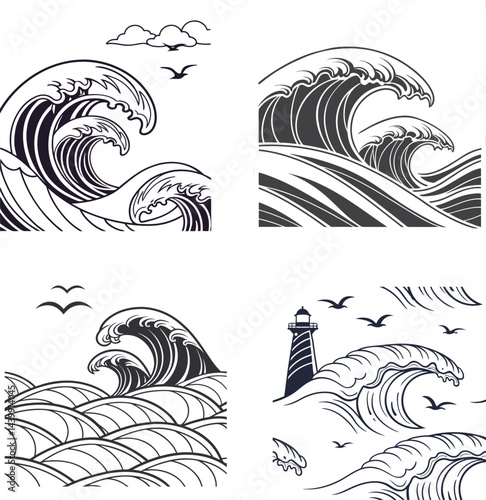 A set of black and white abstract vector elements offers diverse illustration and design possibilities with tribal and geometric patterns