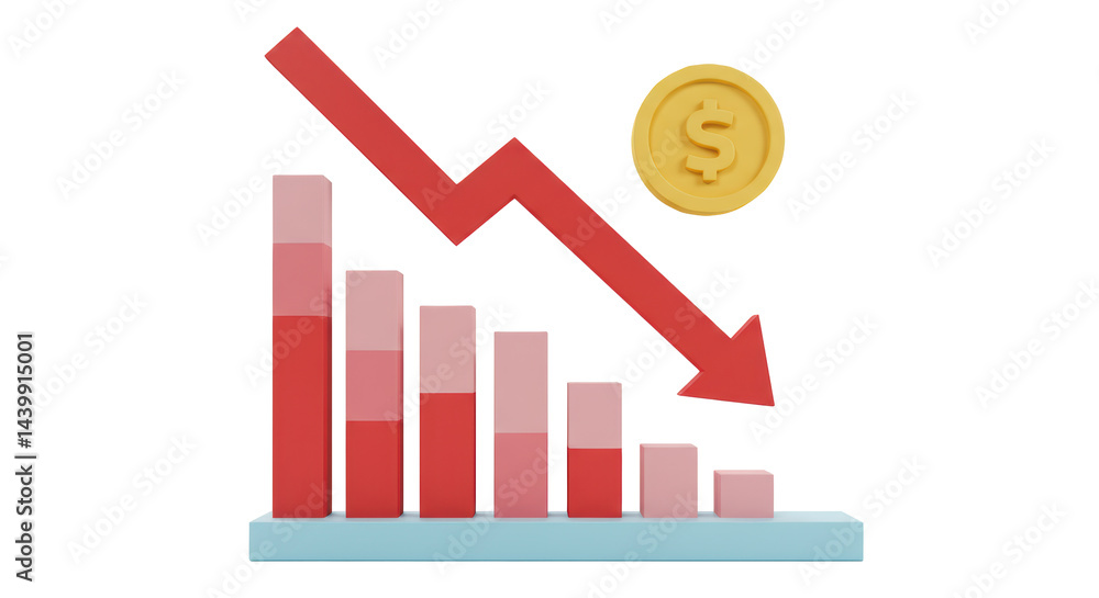 Isolated Financial Loss Chart Isolated Financial Loss Chart