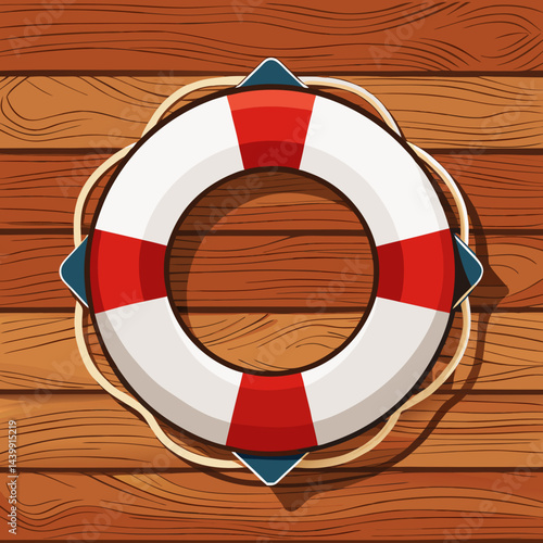 life buoy on wooden background