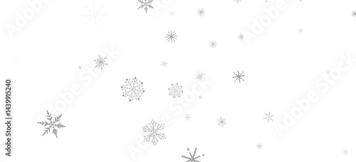 Whirling Snowflakes: Enthralling 3D Illustration of Falling Festive Snow Crystals