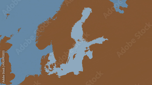 Baltic Sea highlighted. Patterned map