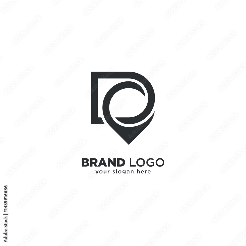 Creative Initial D Letter with Location Mark - Logo Design Concept. Creative Initial D Letter with Location Mark - Logo Design Concept.