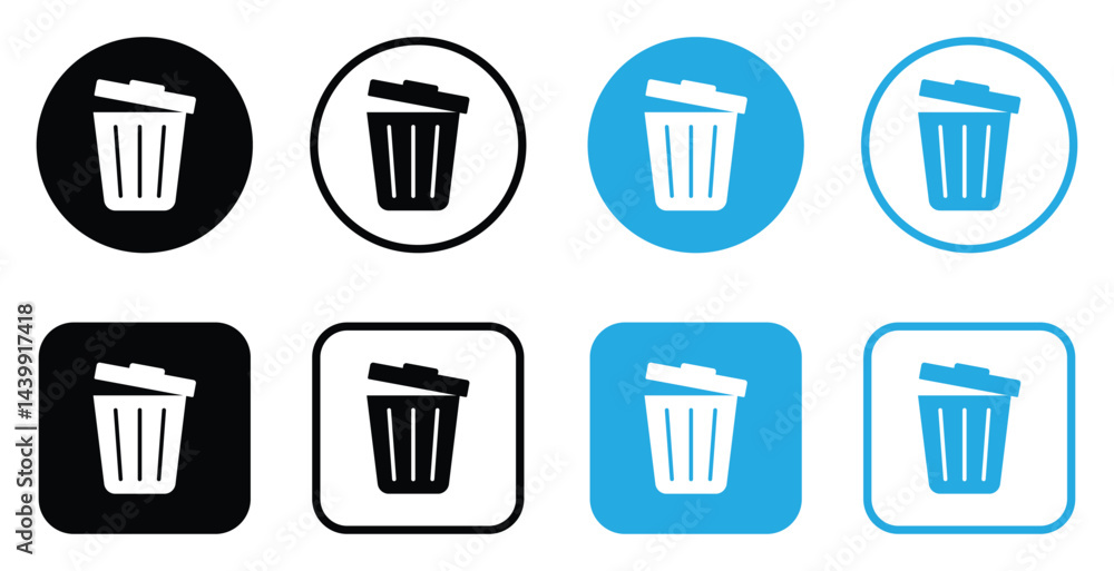 Trash Bin Recycle icon set vector illustration. garbage can, dustbin, waste basket isolated on white background Trash Bin Recycle icon set vector illustration. garbage can, dustbin, waste basket isolated on white background