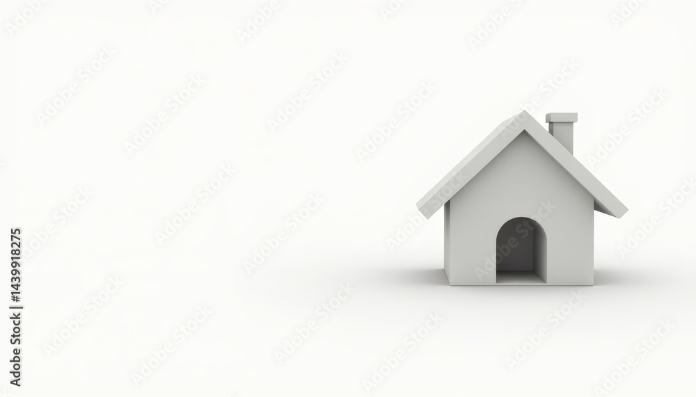 Minimalist gray house model against a neutral background  
