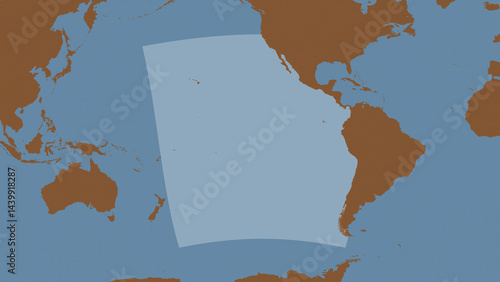 Eastern Pacific Ocean highlighted. Patterned map