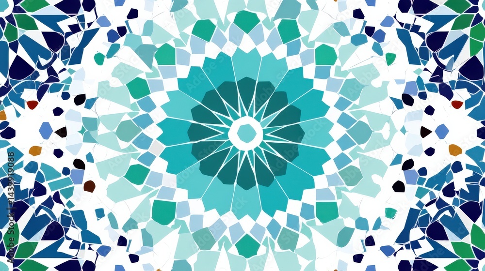 Vibrant Geometric Pattern in Shades of Blue and Green for Backgrounds