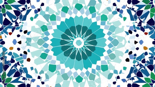 Obraz na płótnie Vibrant Geometric Pattern in Shades of Blue and Green for Backgrounds w salonie