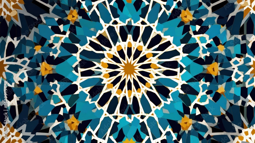 Vibrant Geometric Pattern with Intricate Details and Bold Colors