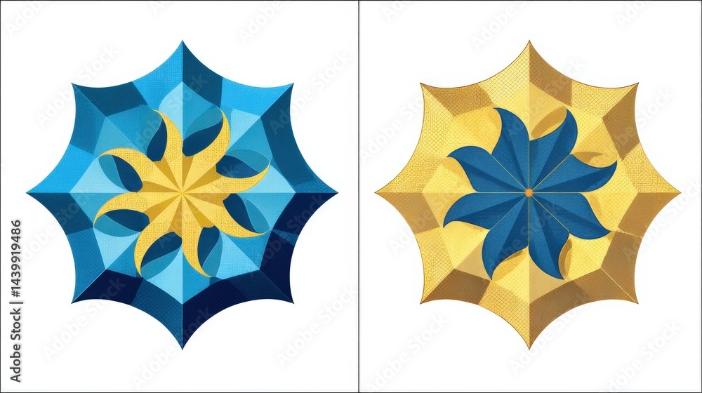 Vibrant Geometric Patterns in Blue and Yellow Color Combinations