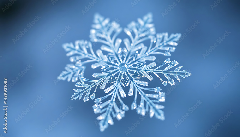 close up of a snowflake on a blue background close up of a snowflake on a blue background