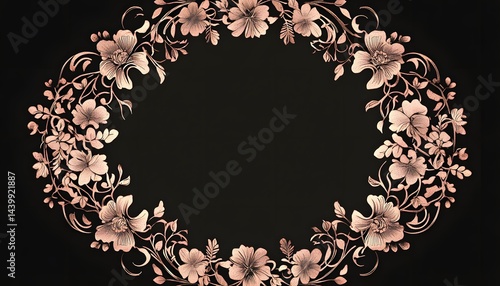 Obraz na płótnie Decorative floral wreath featuring flower blossoms and elegant foliage patterns w salonie