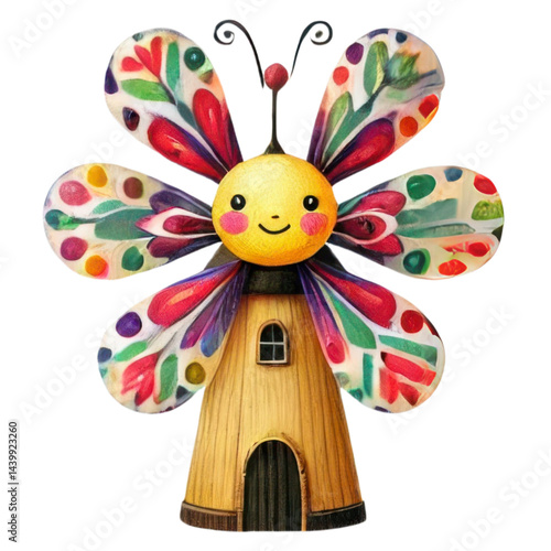 Obraz na płótnie Cheerful Flower Character with Colorful Petals and Smiling Face in a Whimsical, Playful Design Perfect for Child-Friendly Themes and Illustrations w salonie