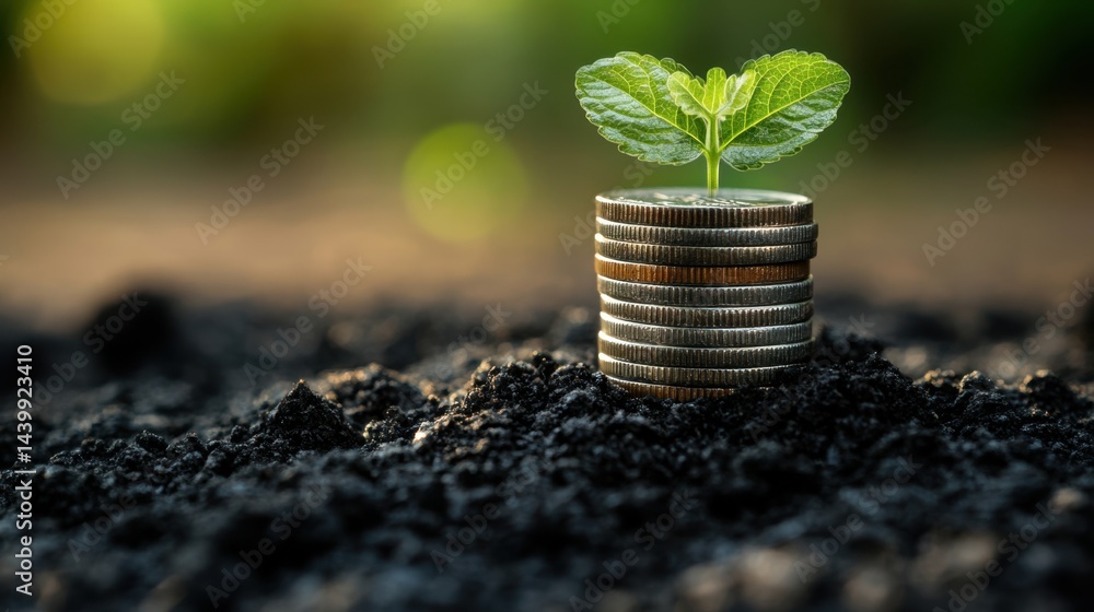 custom made wallpaper toronto digitalPlant growing from pile of coins symbolizing profitable investment concept with copy space