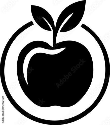 Apple Icon with Leaves