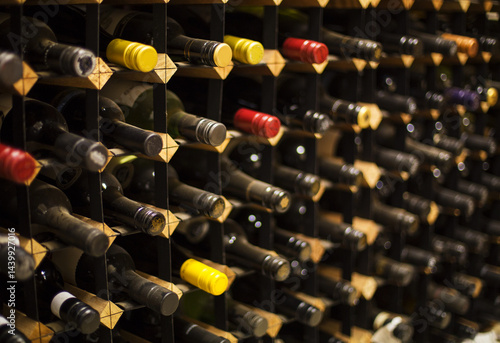 Wine bottles in wine rack
