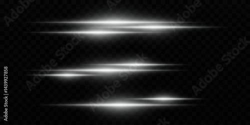 Light lines effect.Horizontal neon rays.On transparent background.EPS 10.
