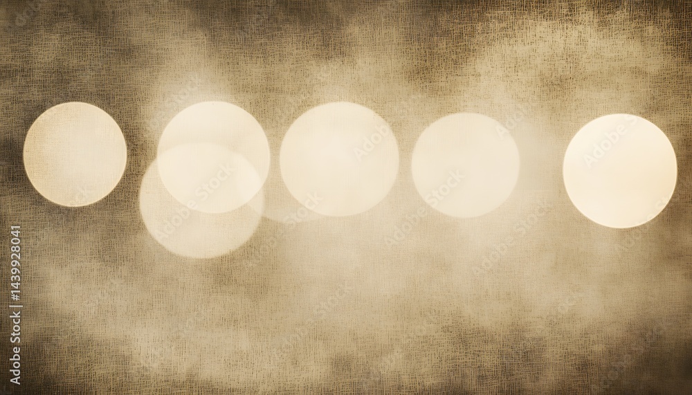 Five out of focus bright circular lights on textured background