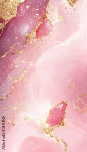 Obraz na płótnie Pink, Gold, and White Abstract Marble Texture, luxurious Crystal Wallpaper Background Design w salonie