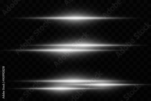 Light lines effect.Horizontal neon rays.On transparent background.EPS 10.