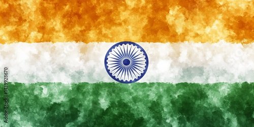 Obraz na płótnie Watercolor Flag of India A vibrant representation of the Indian tricolor in a watercolor design. w salonie