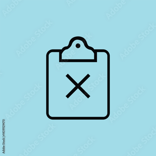 Clipboard with Cross Mark Symbol Icon for Rejection