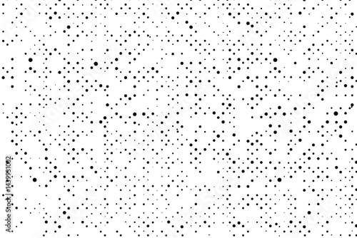Random halftone. Pointillism style. Background with irregular, chaotic dots, points, circle. Abstract monochrome pattern. Black and white color. Vector illustration eps10