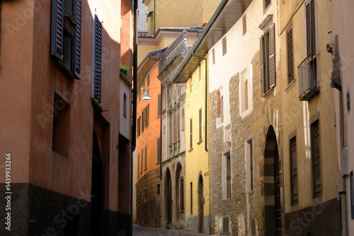 Obraz na płótnie Old buildings along via Borgo Canale at Bergamo, Italy w salonie