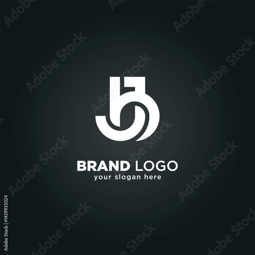 Modern Letter J and B Monogram Logo with Black Background.